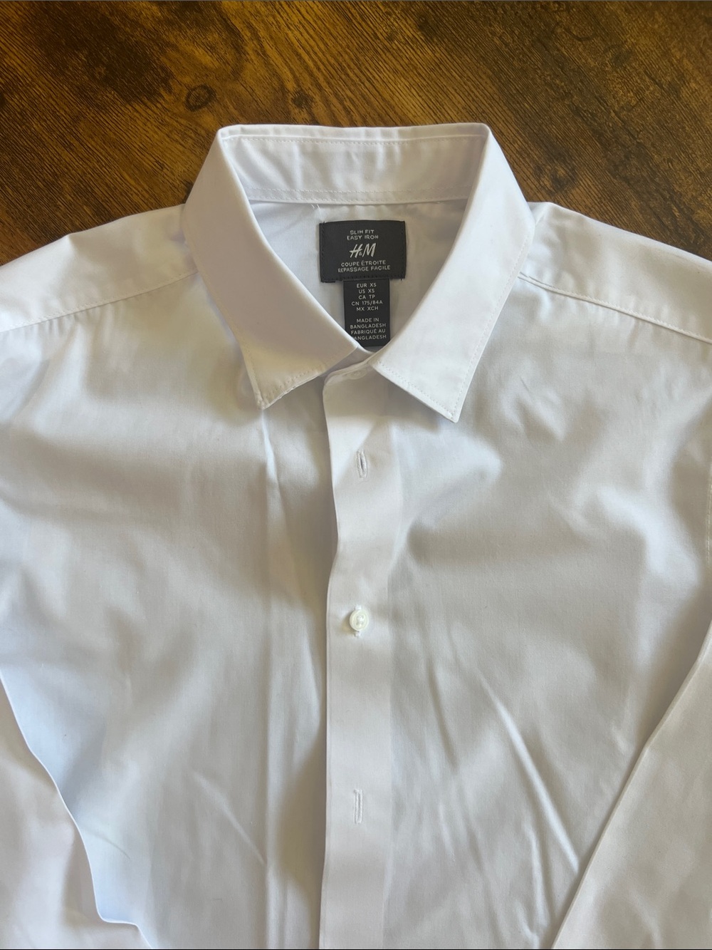 H&M Men's White Dress Shirt - Spread Collar Button-Up